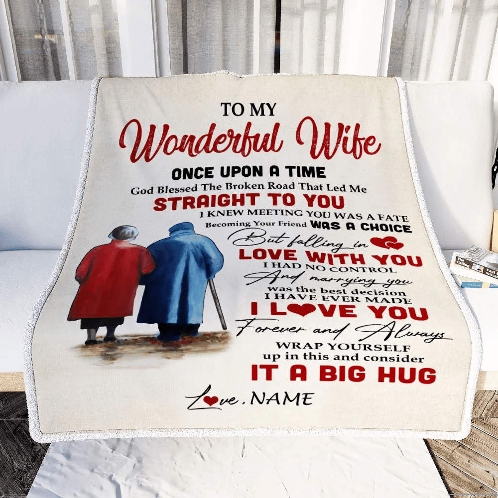 Personalized To My Wonderful Wife Blanket from Husband I Knew Meeting You was A Fate Wife Birthday Anniversary Christmas Customized Bed Fleece Throw Blanket