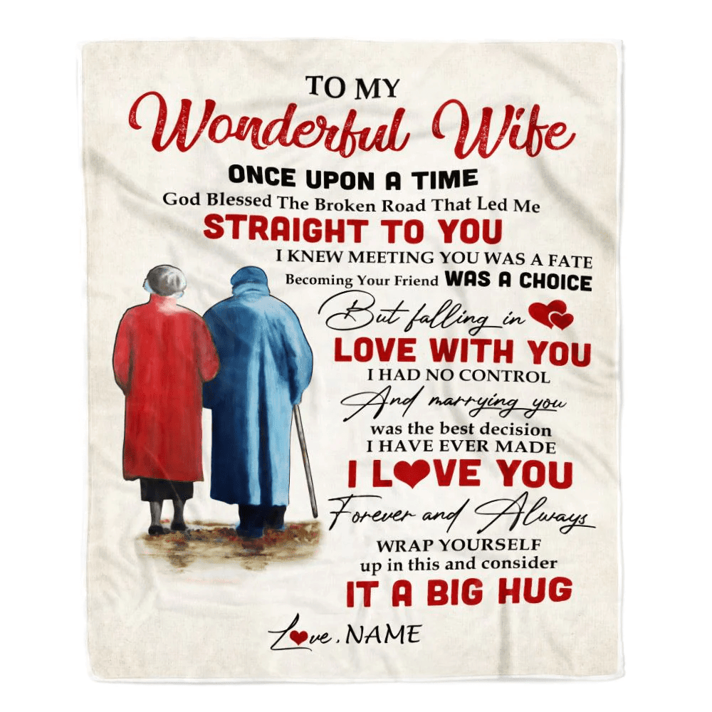 Personalized To My Wonderful Wife Blanket from Husband I Knew Meeting You was A Fate Wife Birthday Anniversary Christmas Customized Bed Fleece Throw Blanket
