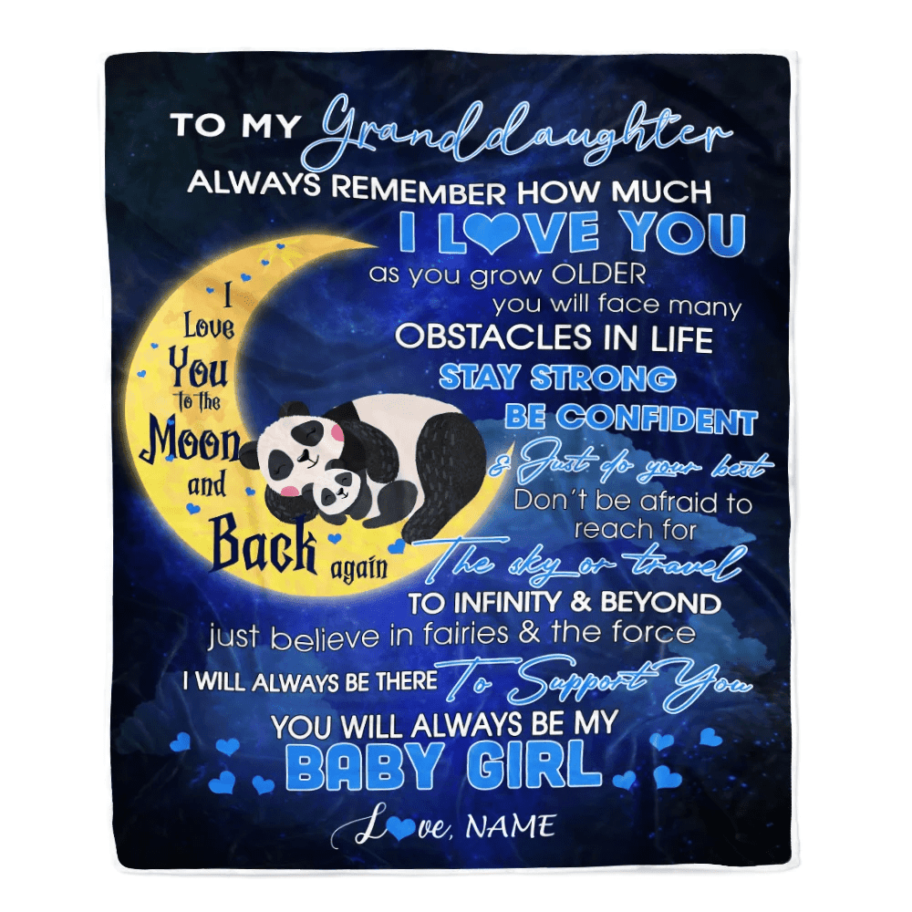 Personalized To My Granddaughter I Love You Forever From Grandma Grandpa Nana Panda Birthday Christmas Thanksgiving Graduation Customized Fleece Blanket