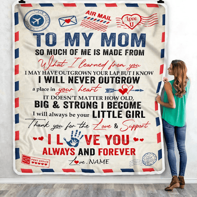 Personalized To My Mom Blanket From Daughter Air Mail Letter Mail I Love You Always Forever Mom Mother's Day Birthday Christmas Customized Fleece Blanket