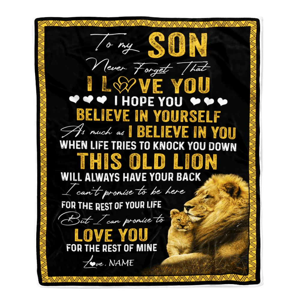 Personalized To My Son Blanket From Dad This Old Lion Love You Son Birthday Graduation Christmas Customized Fleece Blanket