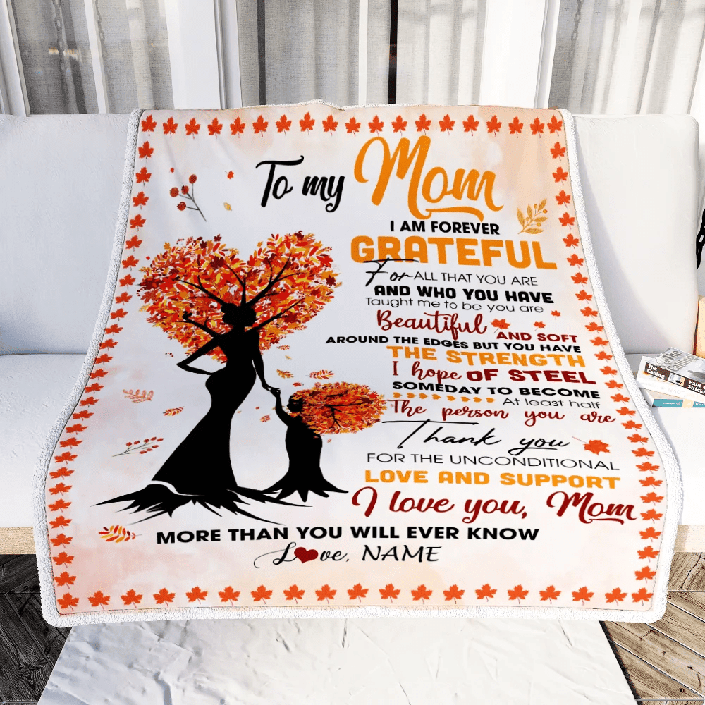 Personalized To My Mom Mommy From Daughter Son Kids Heart Tree I Love You More Than Will Ever Know Mother's Day Birthday Christmas Customized Fleece Blanket