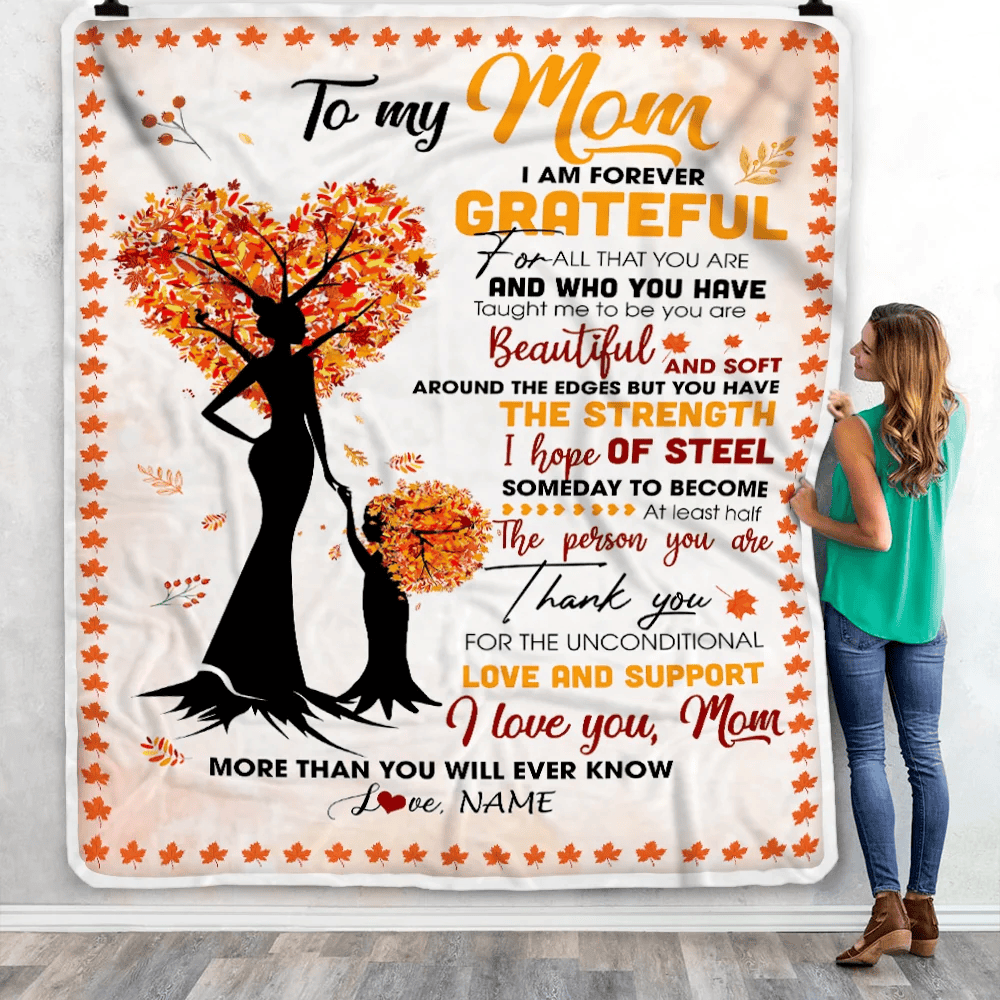 Personalized To My Mom Mommy From Daughter Son Kids Heart Tree I Love You More Than Will Ever Know Mother's Day Birthday Christmas Customized Fleece Blanket