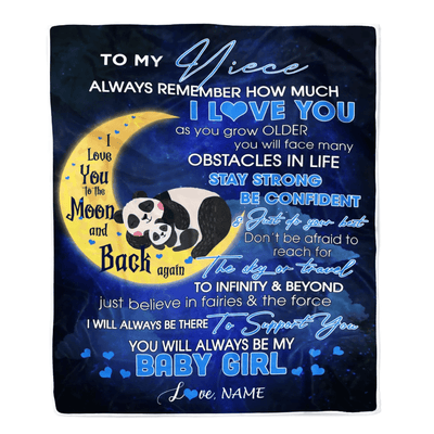 Personalized To My Niece I Love You Forever From Aunt Auntie Uncle Panda Niece Birthday Christmas Thanksgiving Graduation Customized Fleece Blanket