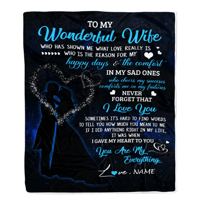 Personalized Custom Name To My Wife Blanket From Husband You Are My Everything Wife Birthday Christmas Wedding Anniversary Bed Quilt Fleece Throw Blanket