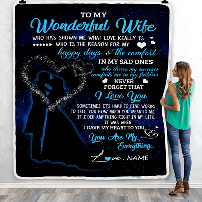 Personalized Custom Name To My Wife Blanket From Husband You Are My Everything Wife Birthday Christmas Wedding Anniversary Bed Quilt Fleece Throw Blanket
