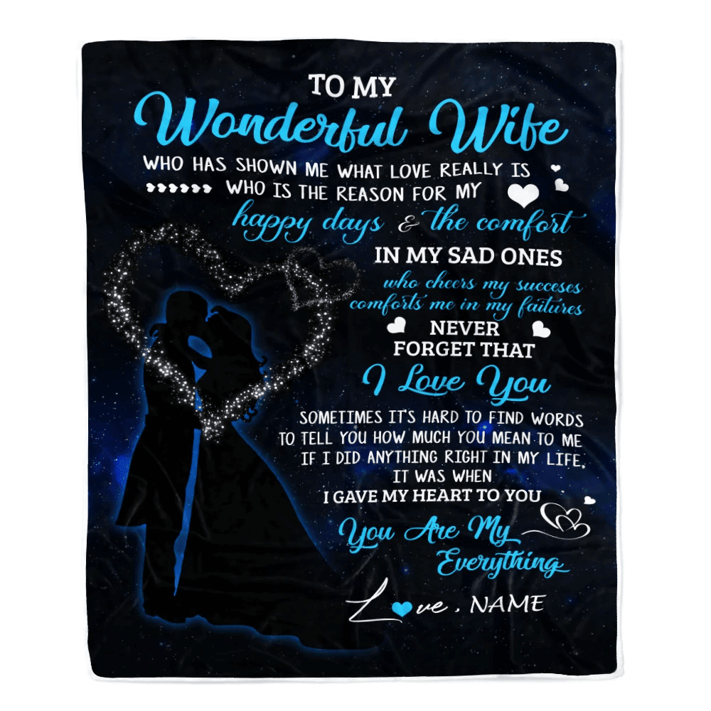 Personalized Custom Name To My Wife Blanket From Husband You Are My Everything Wife Birthday Christmas Wedding Anniversary Bed Quilt Fleece Throw Blanket
