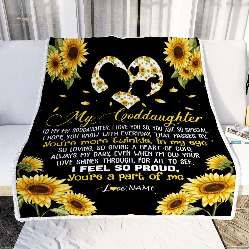 Personalized To My Goddaughter Blanket From Godmother Sunflower I Love You So Special Blanket Birthday Graduation Christmas Customized Fleece Throw Blanket
