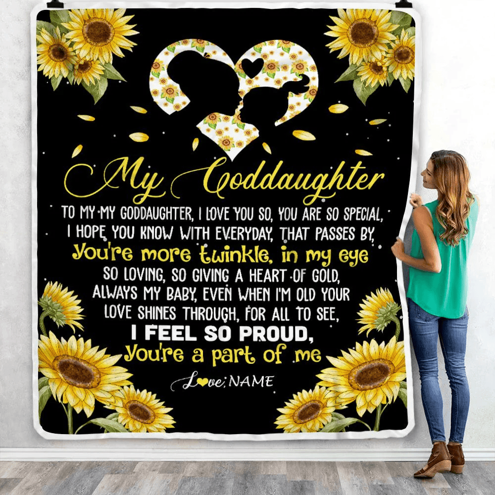 Personalized To My Goddaughter Blanket From Godmother Sunflower I Love You So Special Blanket Birthday Graduation Christmas Customized Fleece Throw Blanket
