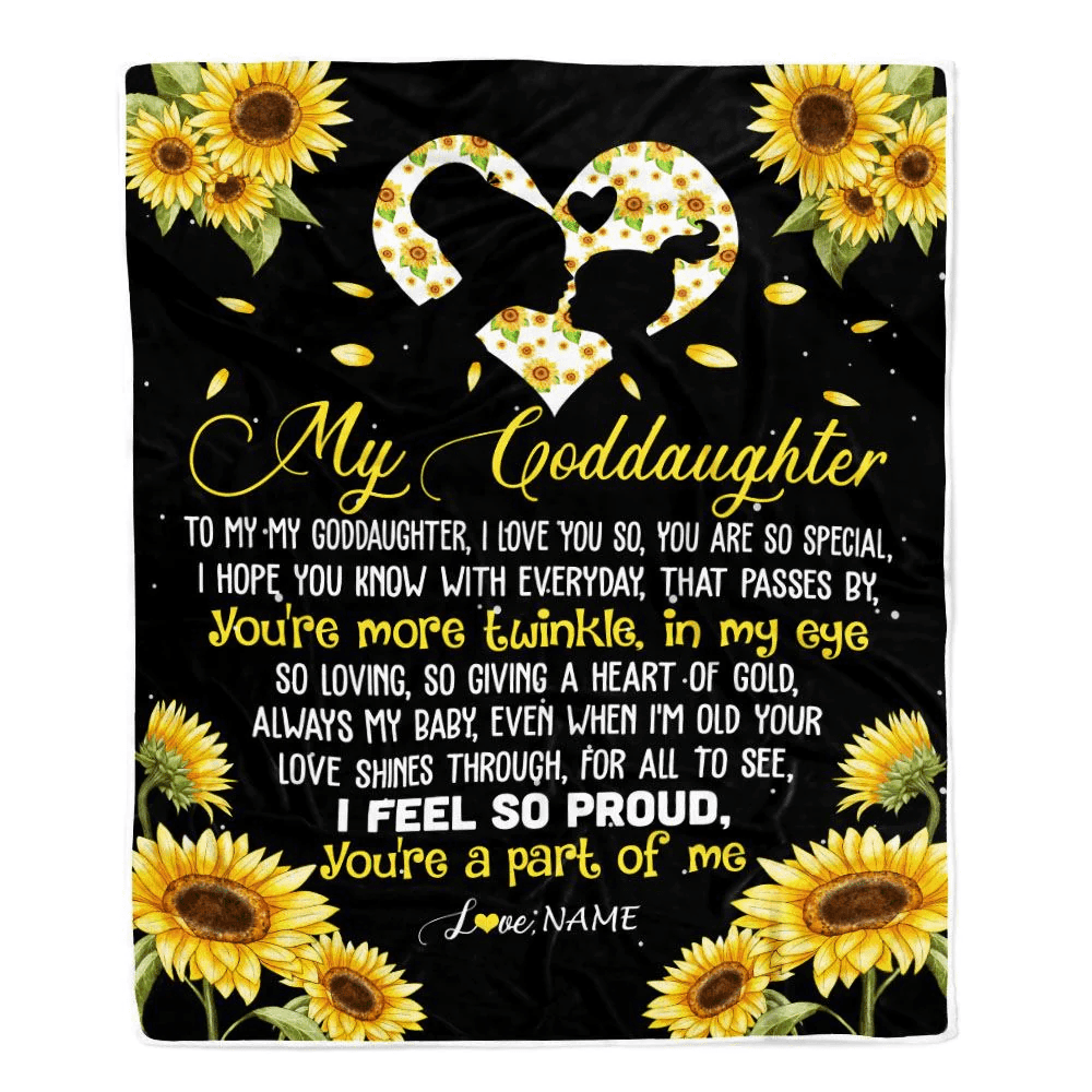 Personalized To My Goddaughter Blanket From Godmother Sunflower I Love You So Special Blanket Birthday Graduation Christmas Customized Fleece Throw Blanket