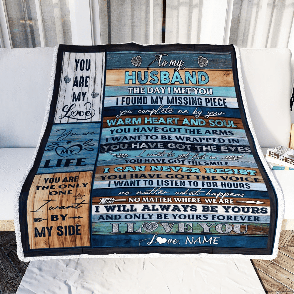 Personalized To My Husband Blanket From Wife I Love You Blessing Sweet Husband Birthday Anniversary Valentine's Day Christmas Customized Fleece Blanket