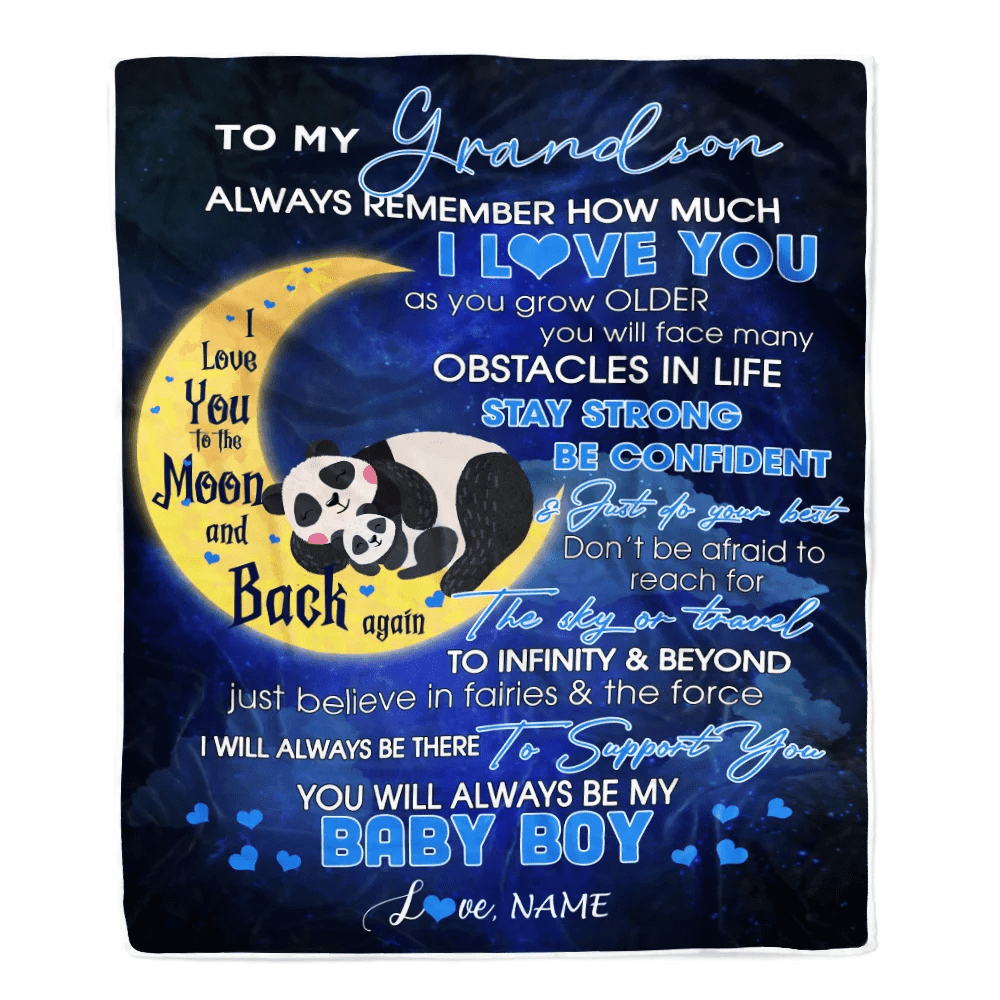 Personalized To My Grandson I Love You Forever From Mom Grandma Grandpa Grandson Birthday Christmas Thanksgiving Graduation Customized Fleece Blanket