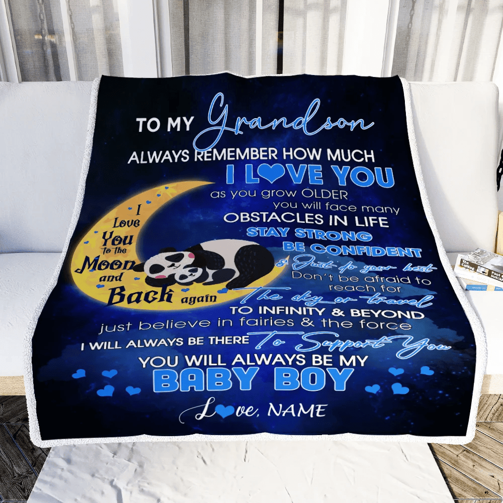 Personalized To My Grandson I Love You Forever From Mom Grandma Grandpa Grandson Birthday Christmas Thanksgiving Graduation Customized Fleece Blanket