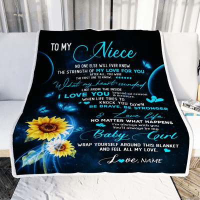 Personalized To My Niece Blanket From Uncle Aunt Sunflower Butterfly My Love For You Niece Birthday Christmas Customized Bed Fleece Blanket