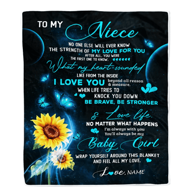 Personalized To My Niece Blanket From Uncle Aunt Sunflower Butterfly My Love For You Niece Birthday Christmas Customized Bed Fleece Blanket