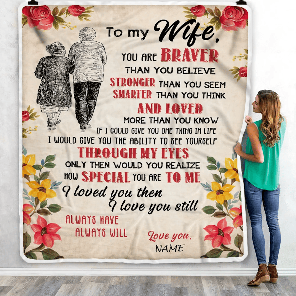 Personalized My Wife Blanket From Husband Grow Old Together Wife Wedding Anniversary Birthday Christmas Customized Fleece Blanket