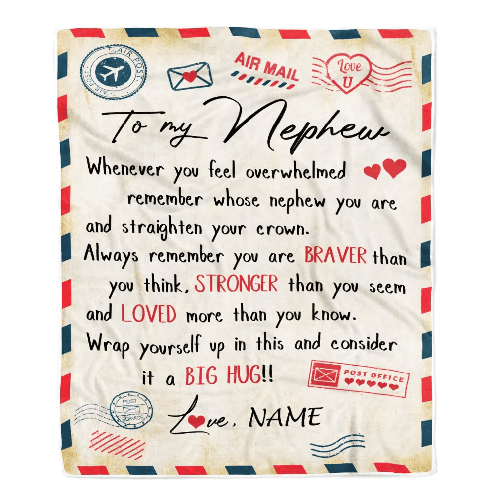Personalized To My Nephew Blanket From Aunt Uncle Auntie Mail Letter Nephew Birthday Graduation Christmas Customized Fleece Blanket