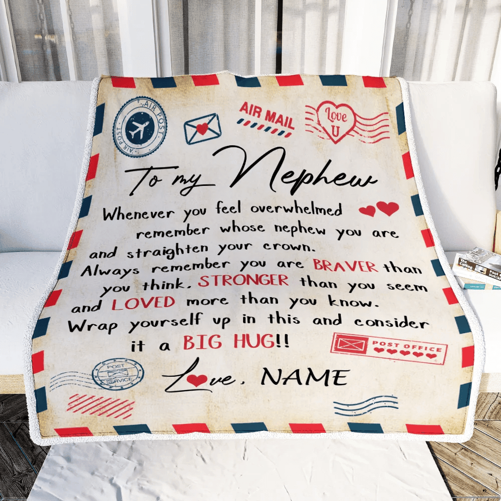 Personalized To My Nephew Blanket From Aunt Uncle Auntie Mail Letter Nephew Birthday Graduation Christmas Customized Fleece Blanket