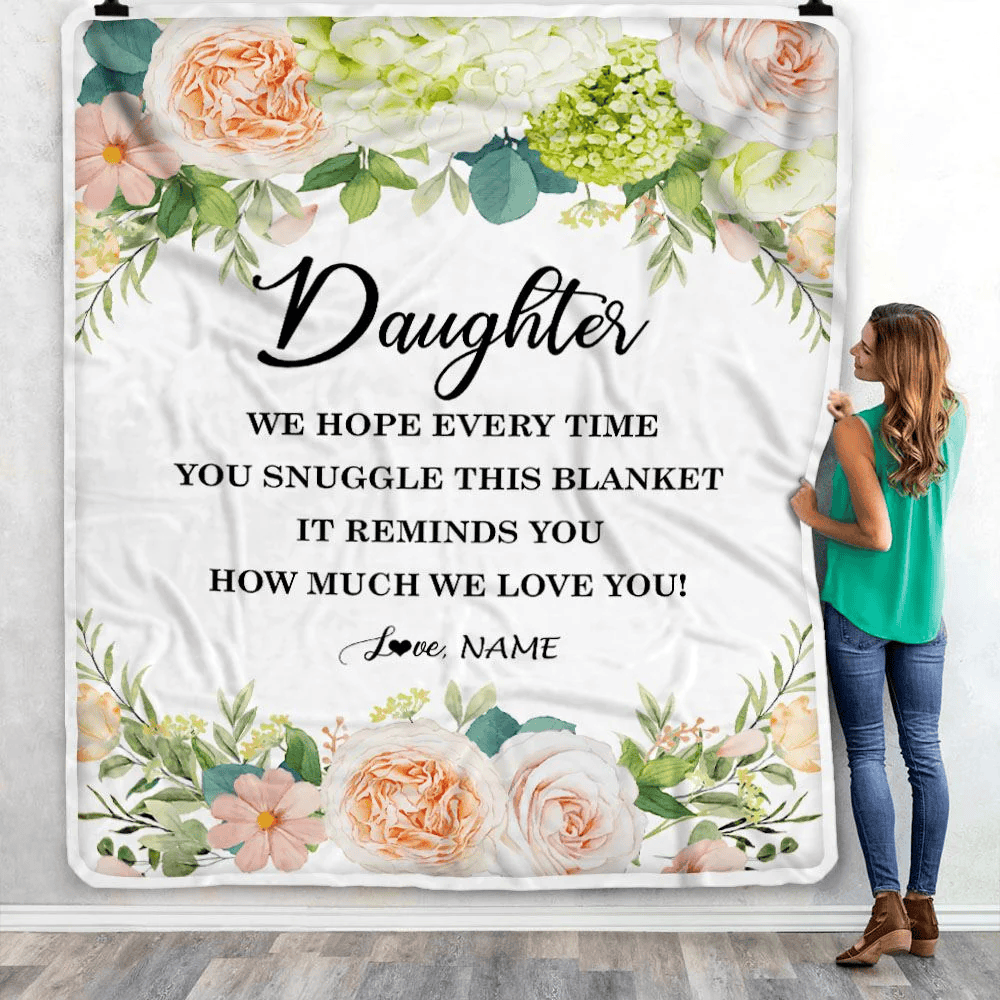 Personalized To My Daughter Blanket From Mom Dad How Much We Love You Flower Daughter Birthday Graduation Christmas Customized Fleece Throw Blanket