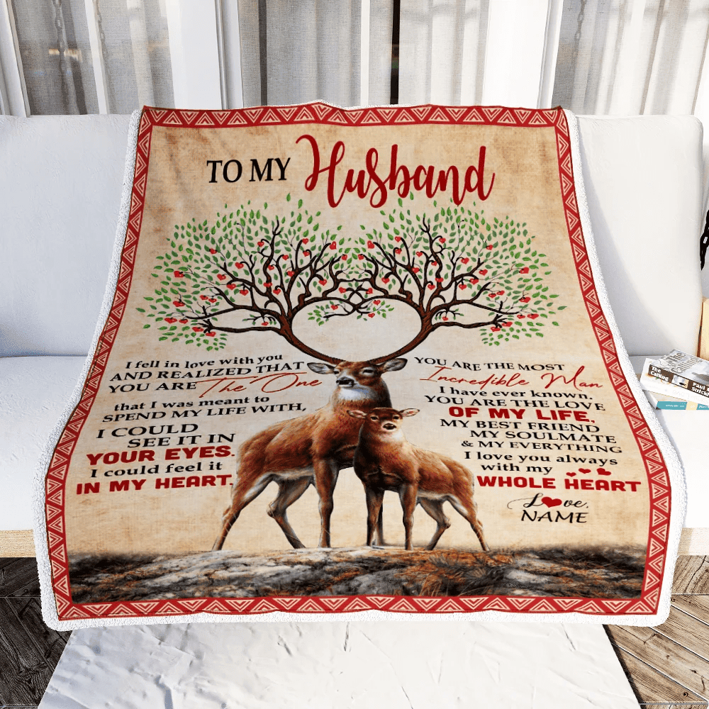 Personalized To My Husband Blanket From Wife Deer You Are The Love Of My Life Husband Birthday Wedding Anniversary Christmas Customized Fleece Blanket