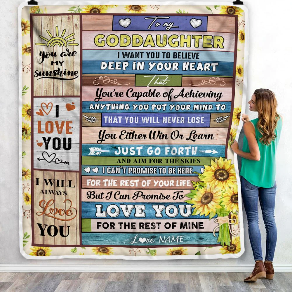 Personalized To My Goddaughter Blanket From Godmother Believe Deep In Your Heart Goddaughter Birthday Graduation Christmas Customized Fleece Blanket