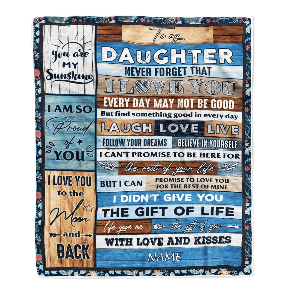 Personalized To My Daughter Blanket From Mom Dad I Love You Wood Daughter Birthday Christmas Thanksgiving Graduation Customized Fleece Blanket
