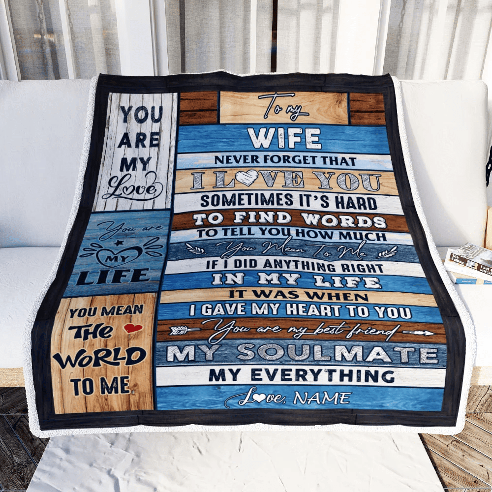 Personalized To My Wife Blanket From Husband Never Forget I Love You Wife Birthday Anniversary Valentines Day Christmas Customized Fleece Throw Blanket