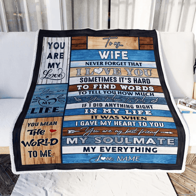 Personalized To My Wife Blanket From Husband Never Forget I Love You Wife Birthday Anniversary Valentines Day Christmas Customized Fleece Throw Blanket