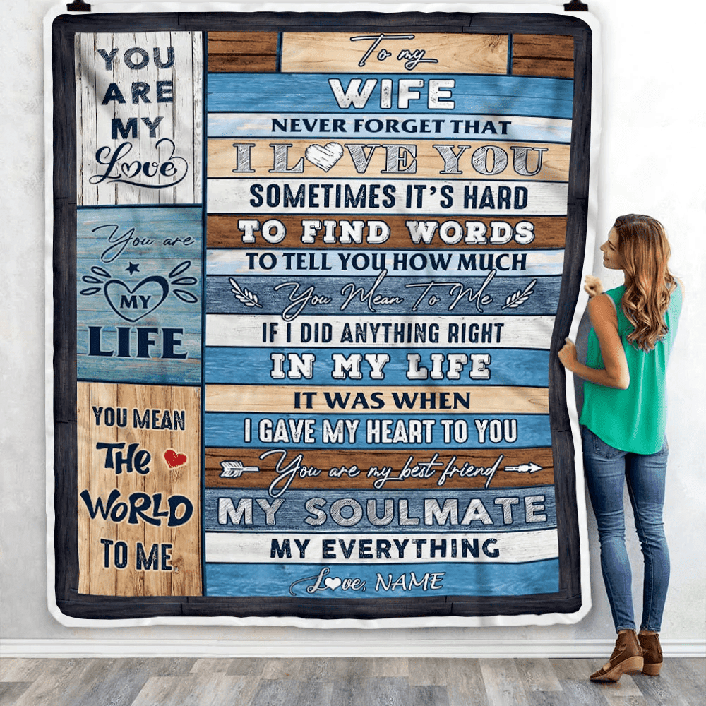 Personalized To My Wife Blanket From Husband Never Forget I Love You Wife Birthday Anniversary Valentines Day Christmas Customized Fleece Throw Blanket