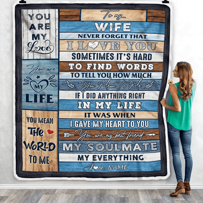 Personalized To My Wife Blanket From Husband Never Forget I Love You Wife Birthday Anniversary Valentines Day Christmas Customized Fleece Throw Blanket