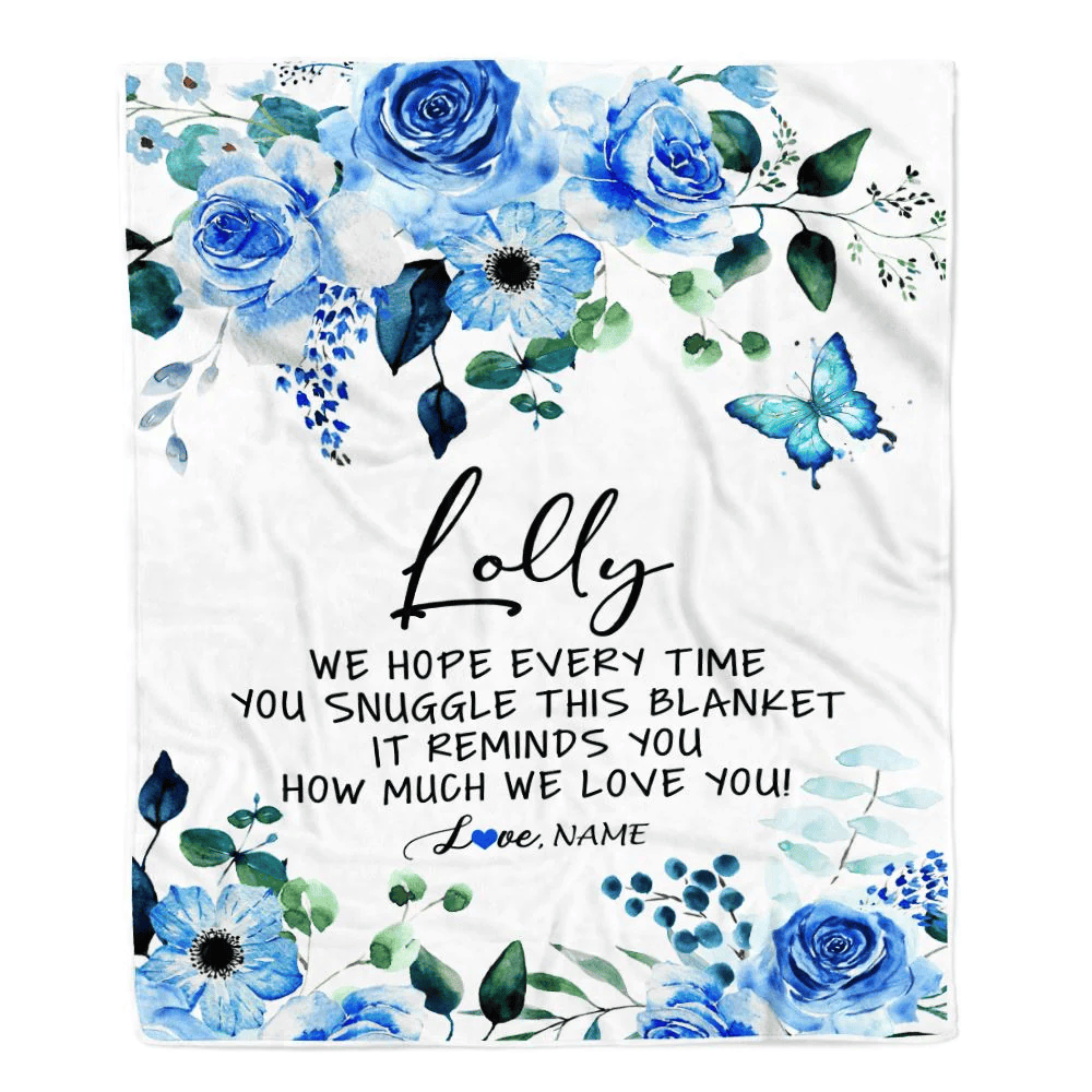 Personalized To My Lolly Blanket From Grandkids Floral How Much We Love You Lolly Birthday Mothers Day Christmas Customized Fleece Throw Blanket