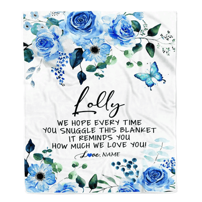 Personalized To My Lolly Blanket From Grandkids Floral How Much We Love You Lolly Birthday Mothers Day Christmas Customized Fleece Throw Blanket