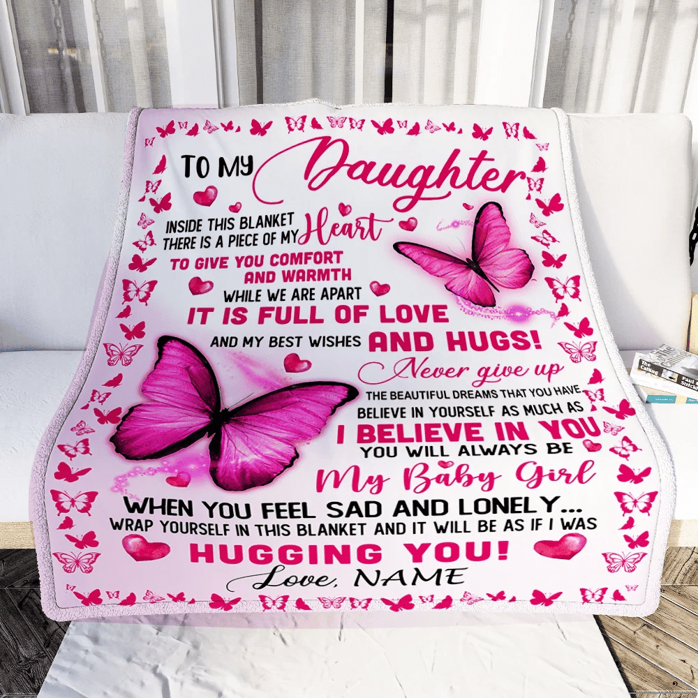 Personalized To My Daughter Blanket from Mom Dad Inside This Blanket There is a Piece of My Heart Customized For Birthday Christmas Fleece Blanket