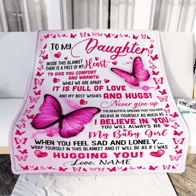 Personalized To My Daughter Blanket from Mom Dad Inside This Blanket There is a Piece of My Heart Customized For Birthday Christmas Fleece Blanket