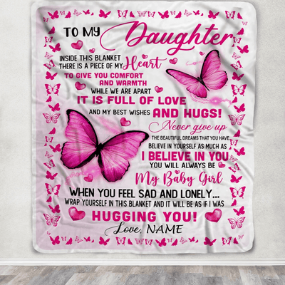 Personalized To My Daughter Blanket from Mom Dad Inside This Blanket There is a Piece of My Heart Customized For Birthday Christmas Fleece Blanket