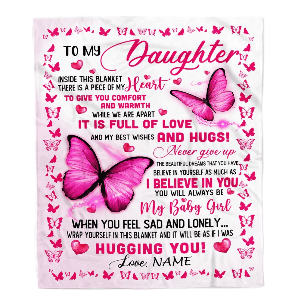 Personalized To My Daughter Blanket from Mom Dad Inside This Blanket There is a Piece of My Heart Customized For Birthday Christmas Fleece Blanket