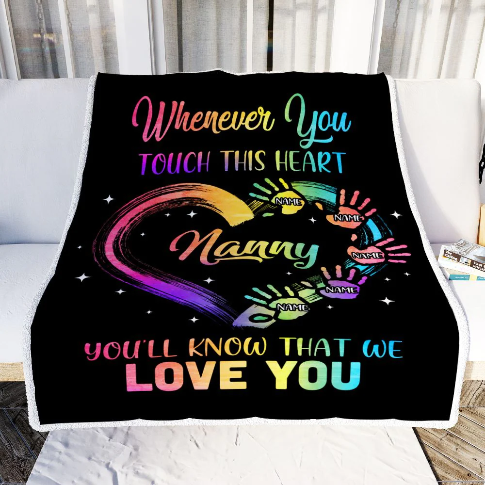 Personalized Nanny Blanket From Kids We Love You Grandparent Nanny Birthday Mothers Day Christmas Customized Bed Fleece Throw Blanket