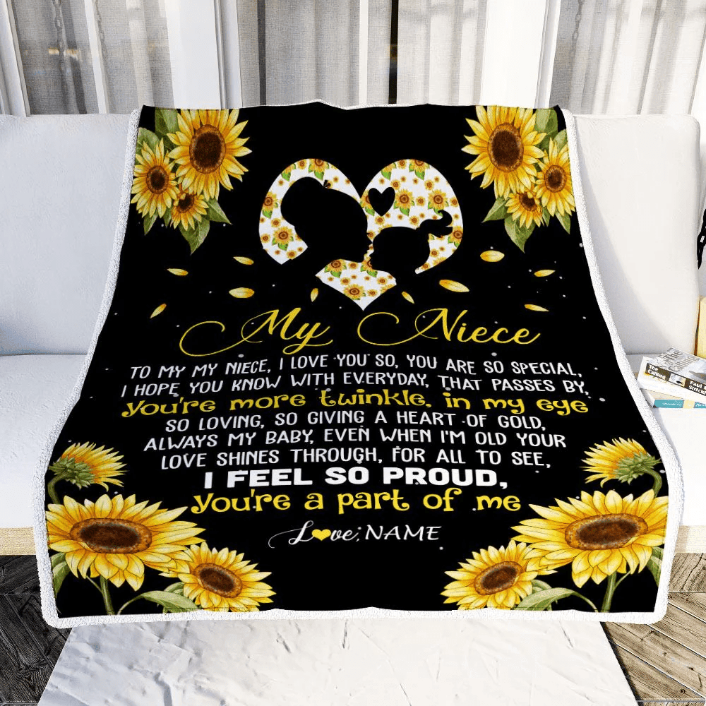 Personalized To My Niece Blanket From Aunt Uncle Sunflower I Love You So Special Niece Birthday Graduation Christmas Customized Bed Fleece Throw Blanket