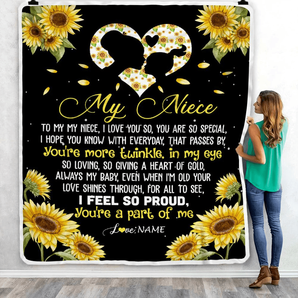 Personalized To My Niece Blanket From Aunt Uncle Sunflower I Love You So Special Niece Birthday Graduation Christmas Customized Bed Fleece Throw Blanket