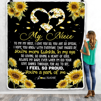 Personalized To My Niece Blanket From Aunt Uncle Sunflower I Love You So Special Niece Birthday Graduation Christmas Customized Bed Fleece Throw Blanket