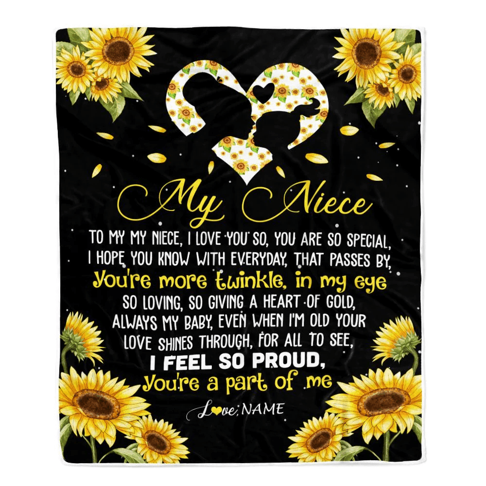 Personalized To My Niece Blanket From Aunt Uncle Sunflower I Love You So Special Niece Birthday Graduation Christmas Customized Bed Fleece Throw Blanket