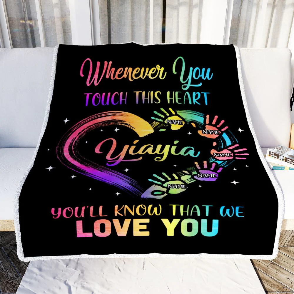 Personalized Yiayia Blanket From Grandkids Granddaughter Grandson We Love You Grandparent Yiayia Birthday Mothers Day Christmas Bed Fleece Throw Blanket