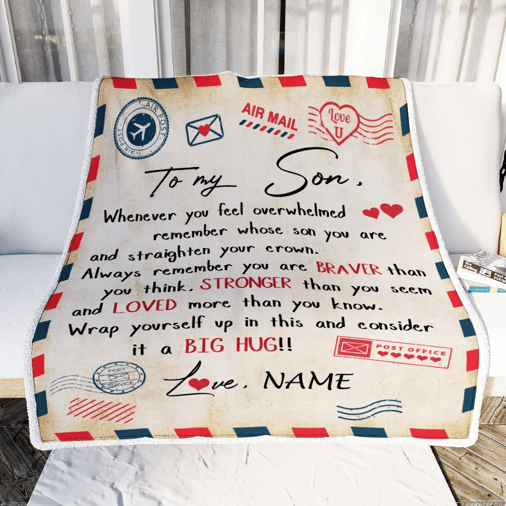 Personalized To My Son Blanket from Mom And Dad Mail Letter Son Birthday Graduation Christmas Customized Fleece Blanket