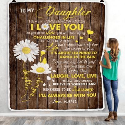 Personalized To My Daughter Blanket From Mom Mother Dad Never Forget I Love You Daisy Daughter Birthday Graduation Christmas Customized Fleece Throw Blanket
