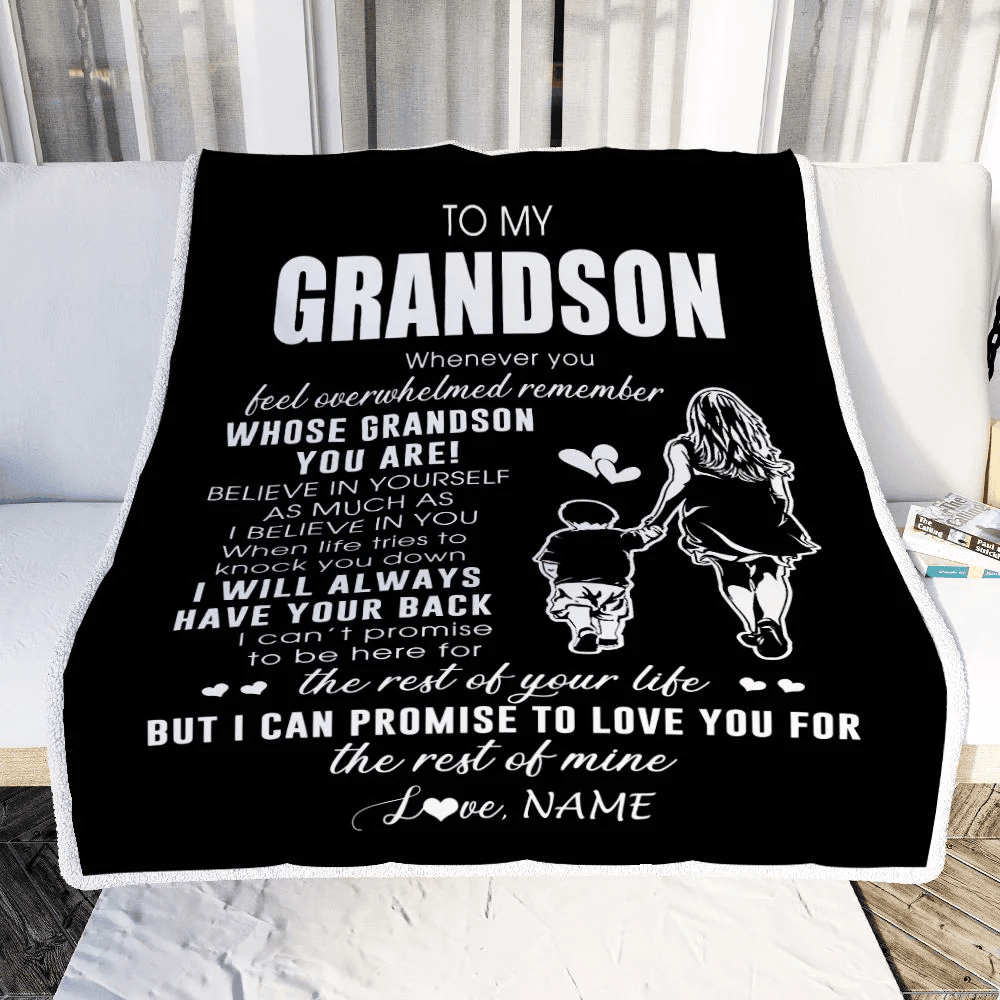 Personalized To My Grandson Blanket From Grandma Gigi Whenever You Feel Overwhelmed Grandson Birthday Graduation Christmas Customized Fleece Throw Blanket