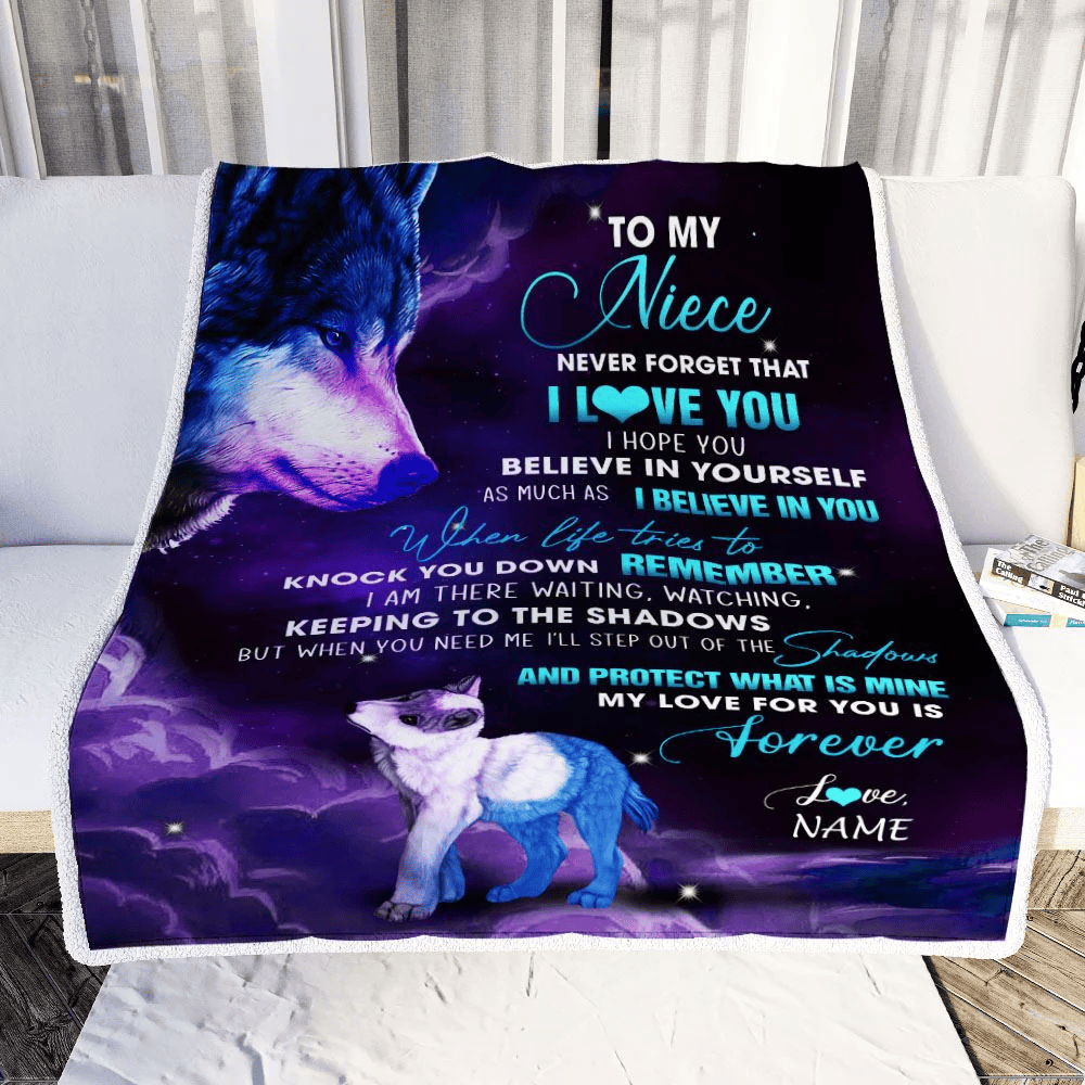 Personalized To My Niece Blanket From Aunt Auntie Uncle Wolf Moon My Love For You Is Forever Niece Birthday Graduation Christmas Customized Fleece Blanket