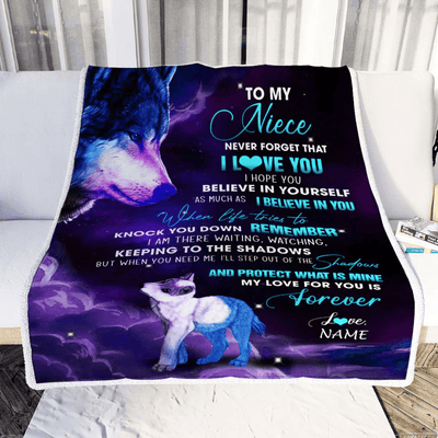 Personalized To My Niece Blanket From Aunt Auntie Uncle Wolf Moon My Love For You Is Forever Niece Birthday Graduation Christmas Customized Fleece Blanket