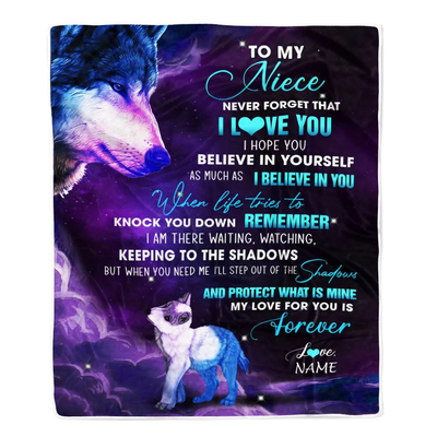Personalized To My Niece Blanket From Aunt Auntie Uncle Wolf Moon My Love For You Is Forever Niece Birthday Graduation Christmas Customized Fleece Blanket
