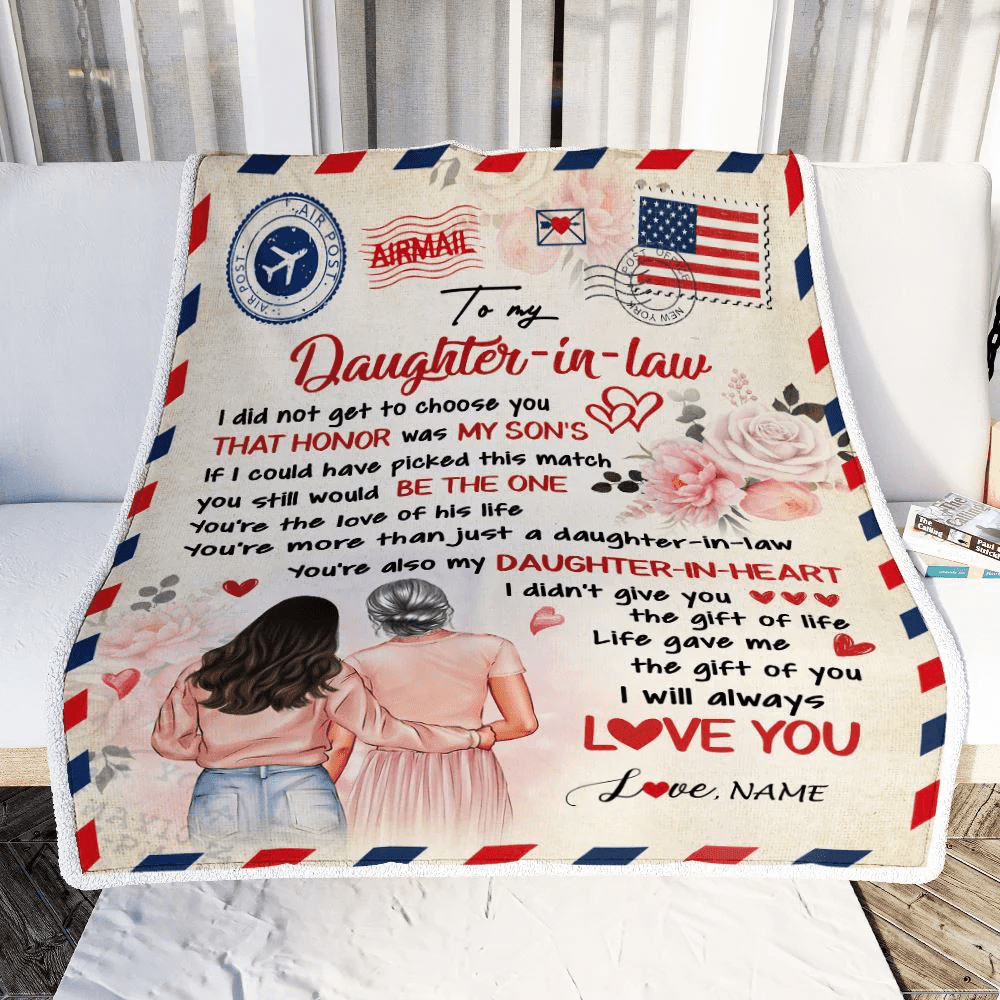 Personalized To My Daughter In Law Blanket From Mom Air Mail Future Daughter In Law Birthday Anniversary Wedding Day Christmas Customized Fleece Blanket