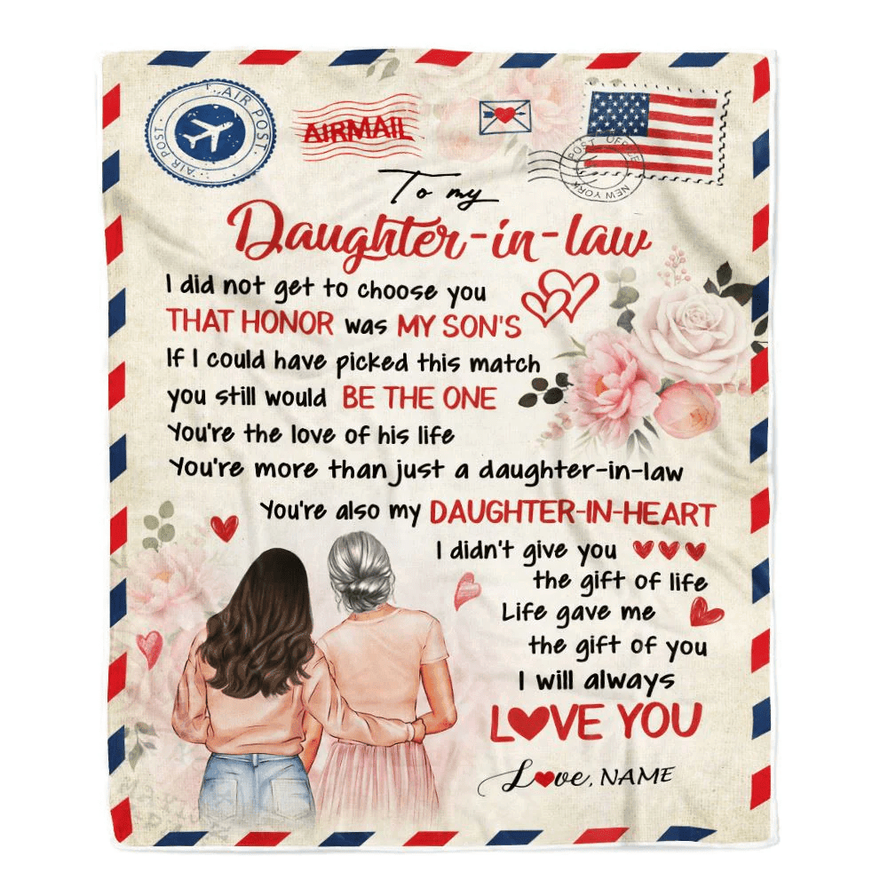Personalized To My Daughter In Law Blanket From Mom Air Mail Future Daughter In Law Birthday Anniversary Wedding Day Christmas Customized Fleece Blanket